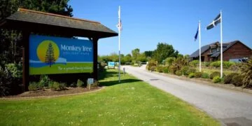 Monkey Tree Holiday Park Welcome Sign